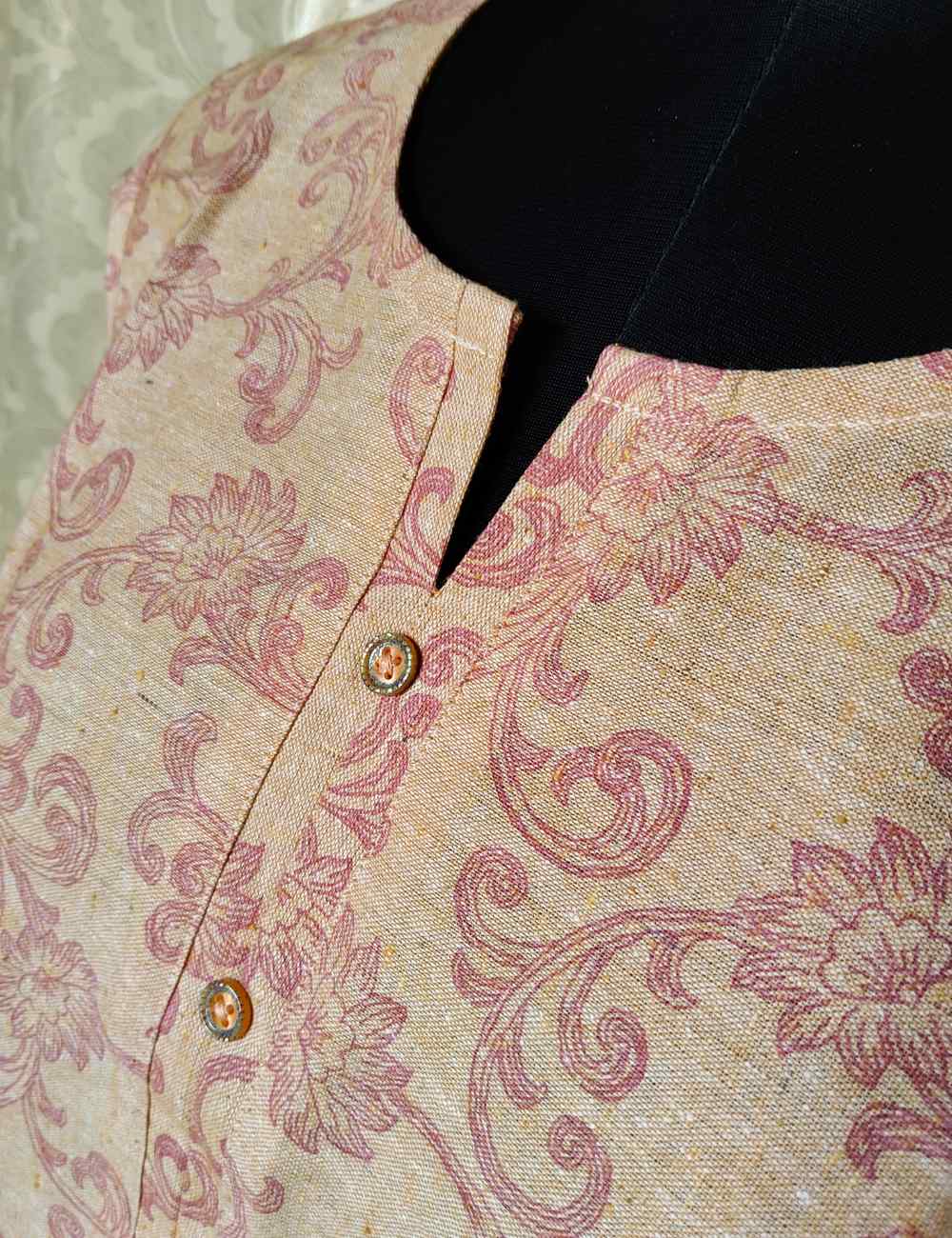 Sandal Floral Pattern 100% Khadhi Cotton Coord Set with Pocket