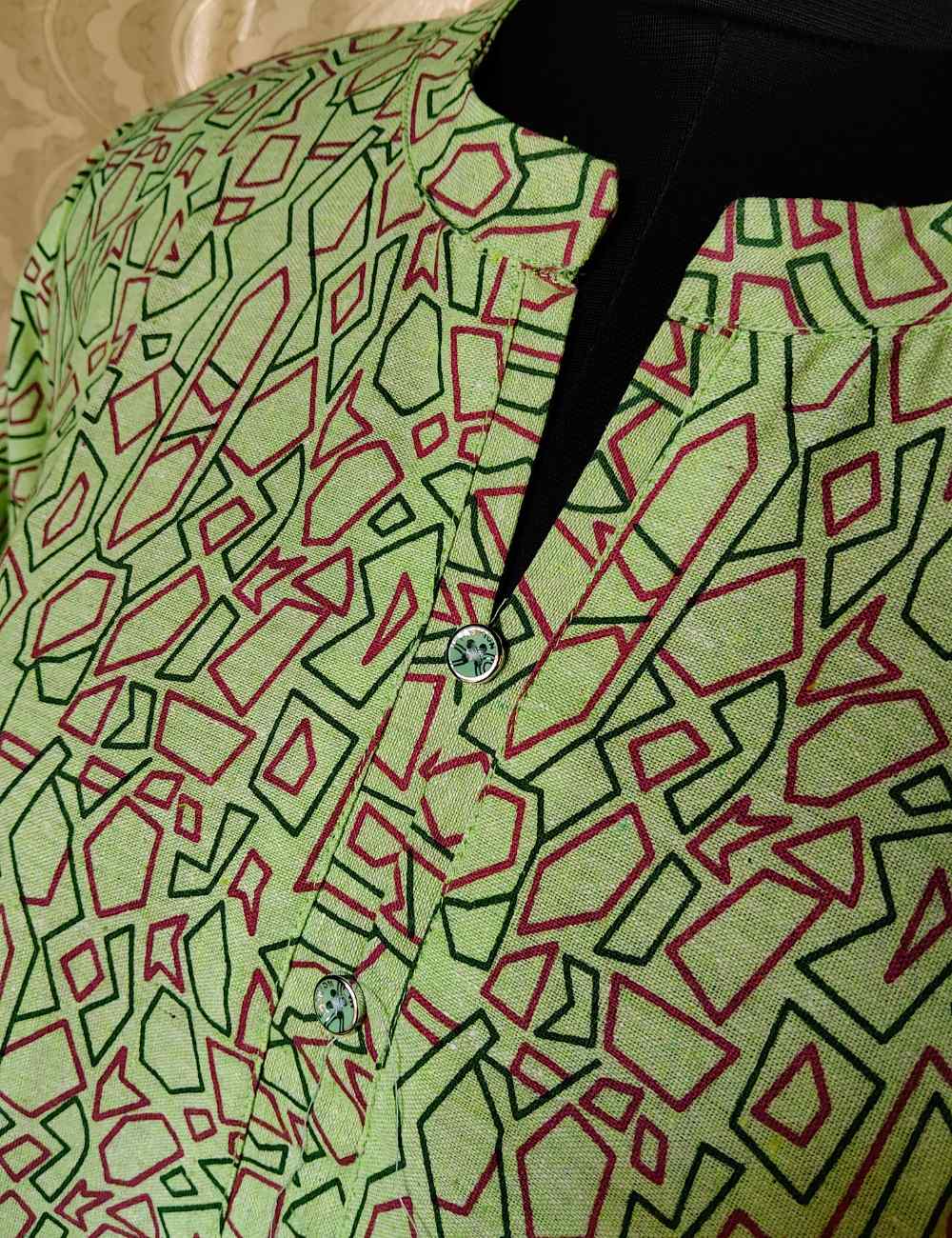 Light Green 100% Khadhi Cotton Coord Set with Pocket