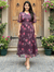 AYRA - Dark Wine Organza With Floral Maxi