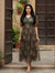 AYRA - .Olive Green Organza with Floral Maxi